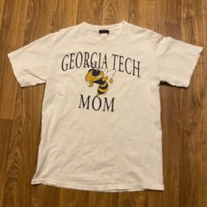 Vintage 90s JanSport Georgia Tech Mom Shirt Women Medium White Yellow Jacket‎